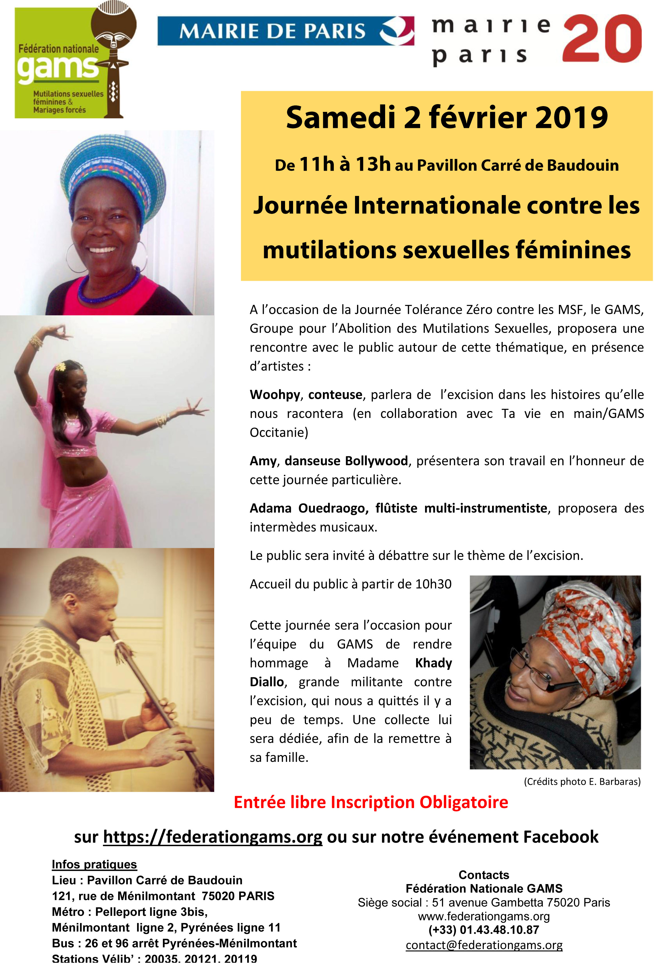 Journée internationale de la Tolérance Zéro à l’égard des Mutilations sexuelles féminines – Hommage du GAMS à Khady DIALLO – Février 2019