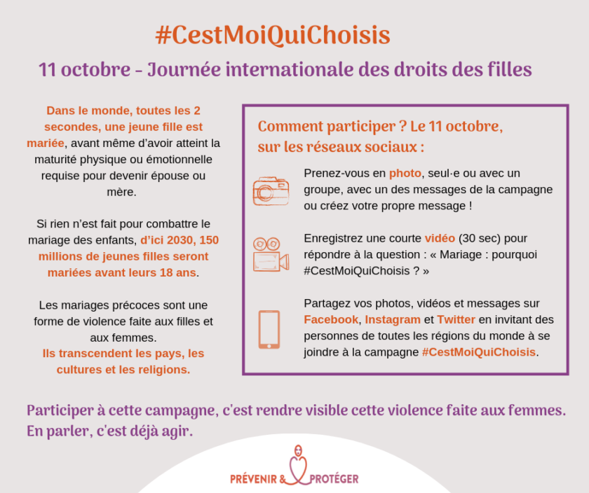 #CestMoiQuiChoisis – 11 octobre – Journée Internationale des Droits des filles